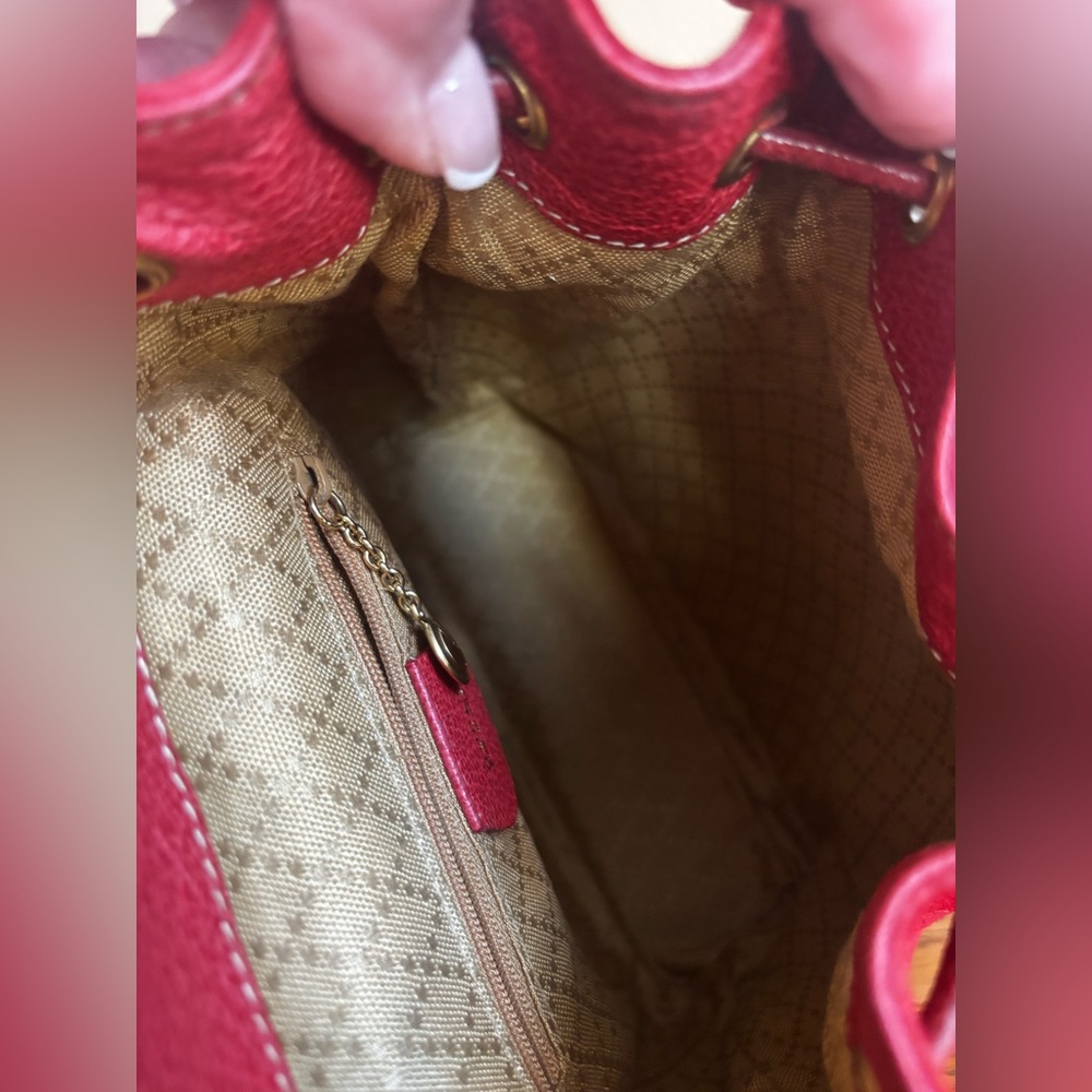 GUCCI BAMBOO (MINI) BACKPACK RED SUEDE LEATHER. 
NEWLY CLEANED AND CONDITIONED - Picture 7 of 16